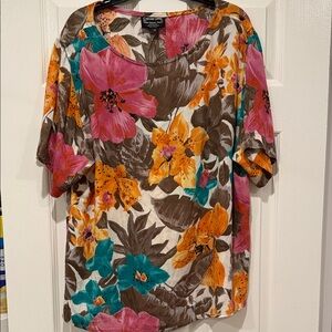 Carole Little Multicolor Floral Short Sleeve Top